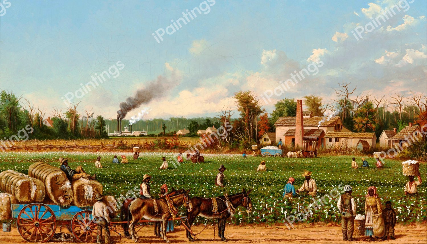 Cotton Plantation on the Mississippi. The painting by William Aiken Walker