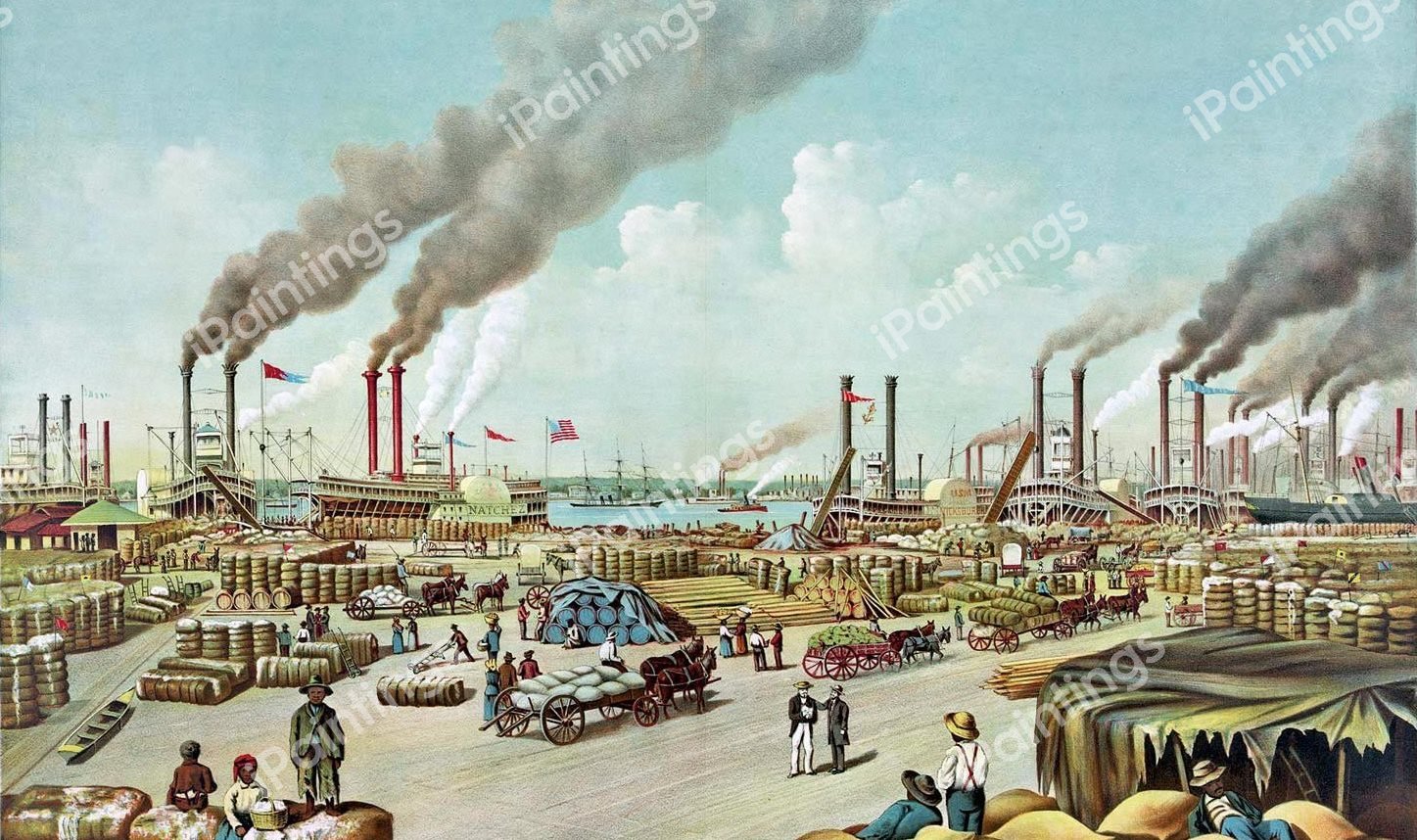 The Levee at New Orleans. The painting by William Aiken Walker