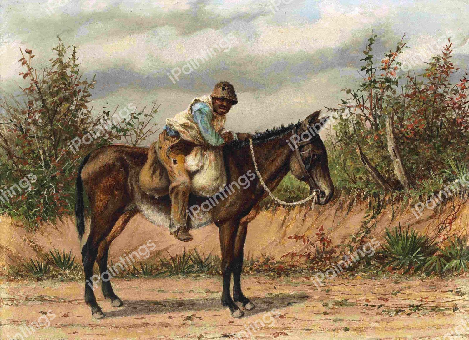 Young Boy on a Mule. The painting by William Aiken Walker