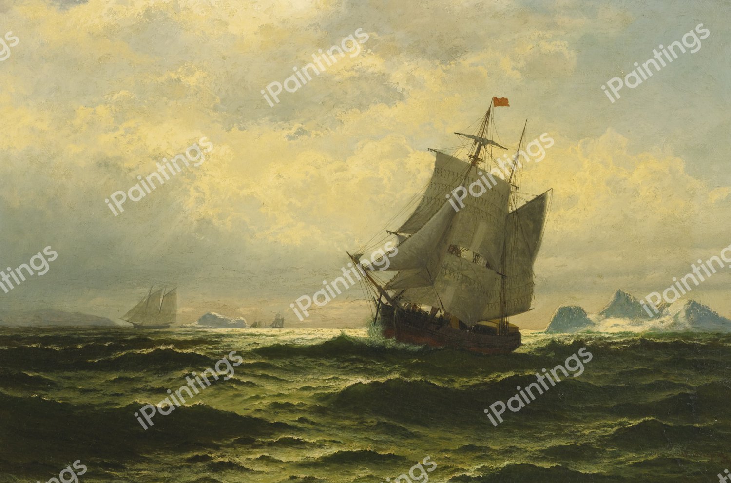 Arctic Whalers Homeward Bound. The painting by William Bradford