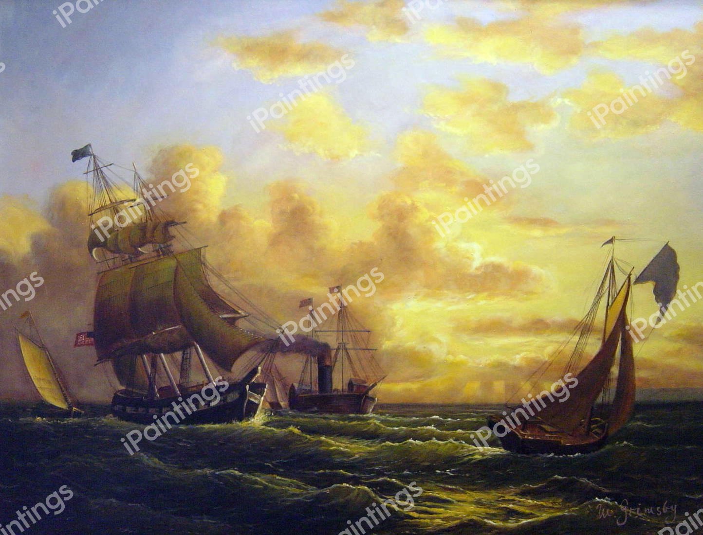 Fresh Breeze Off Sandy Hook. The painting by William Bradford