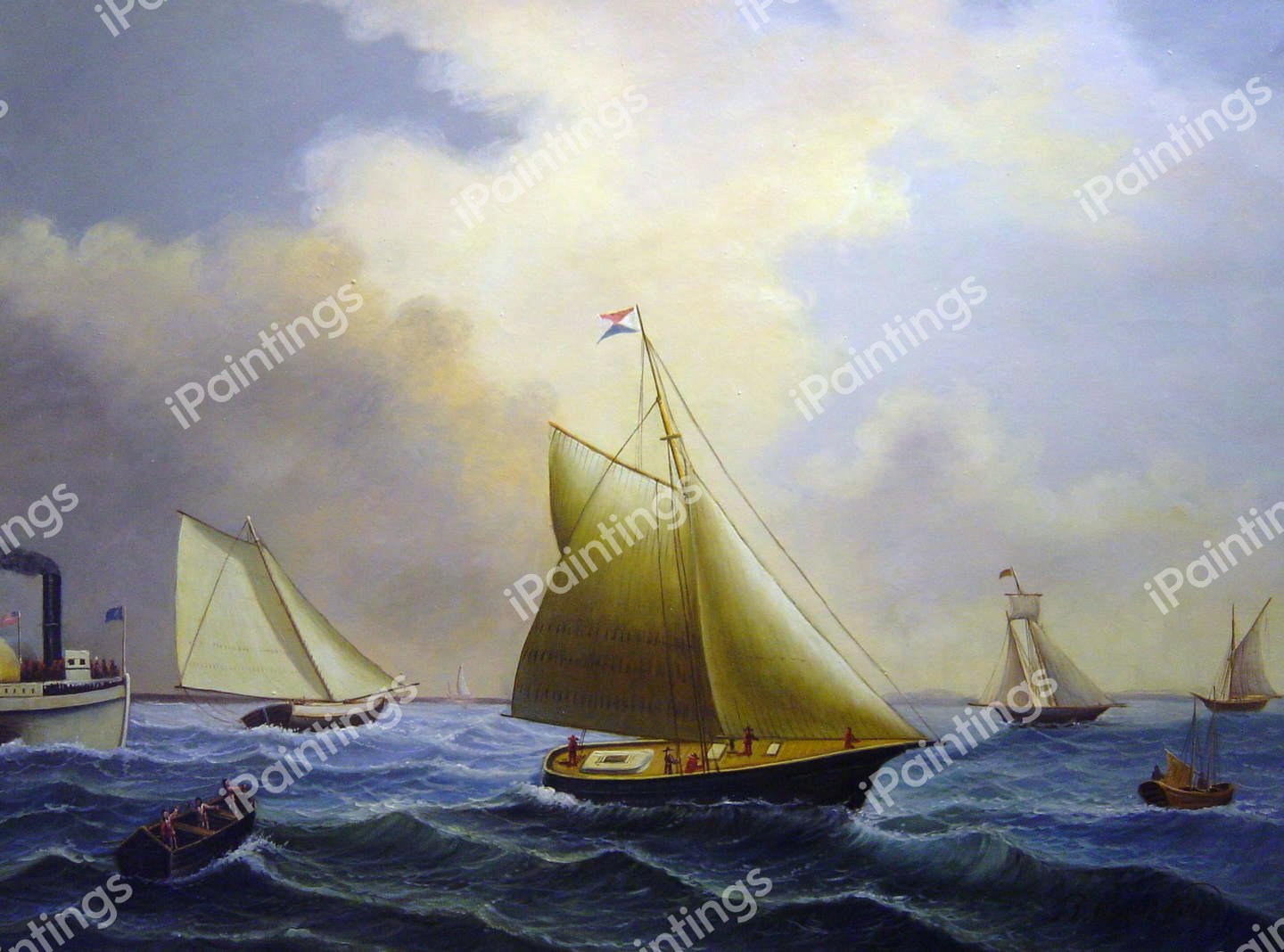 New York Yacht Club Regatta Off New Bedford. The painting by William Bradford