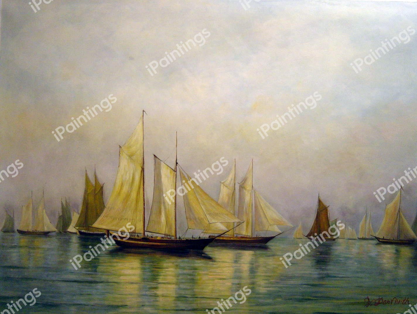 Sloops And Schooners At Evening Calm. The painting by William Bradford