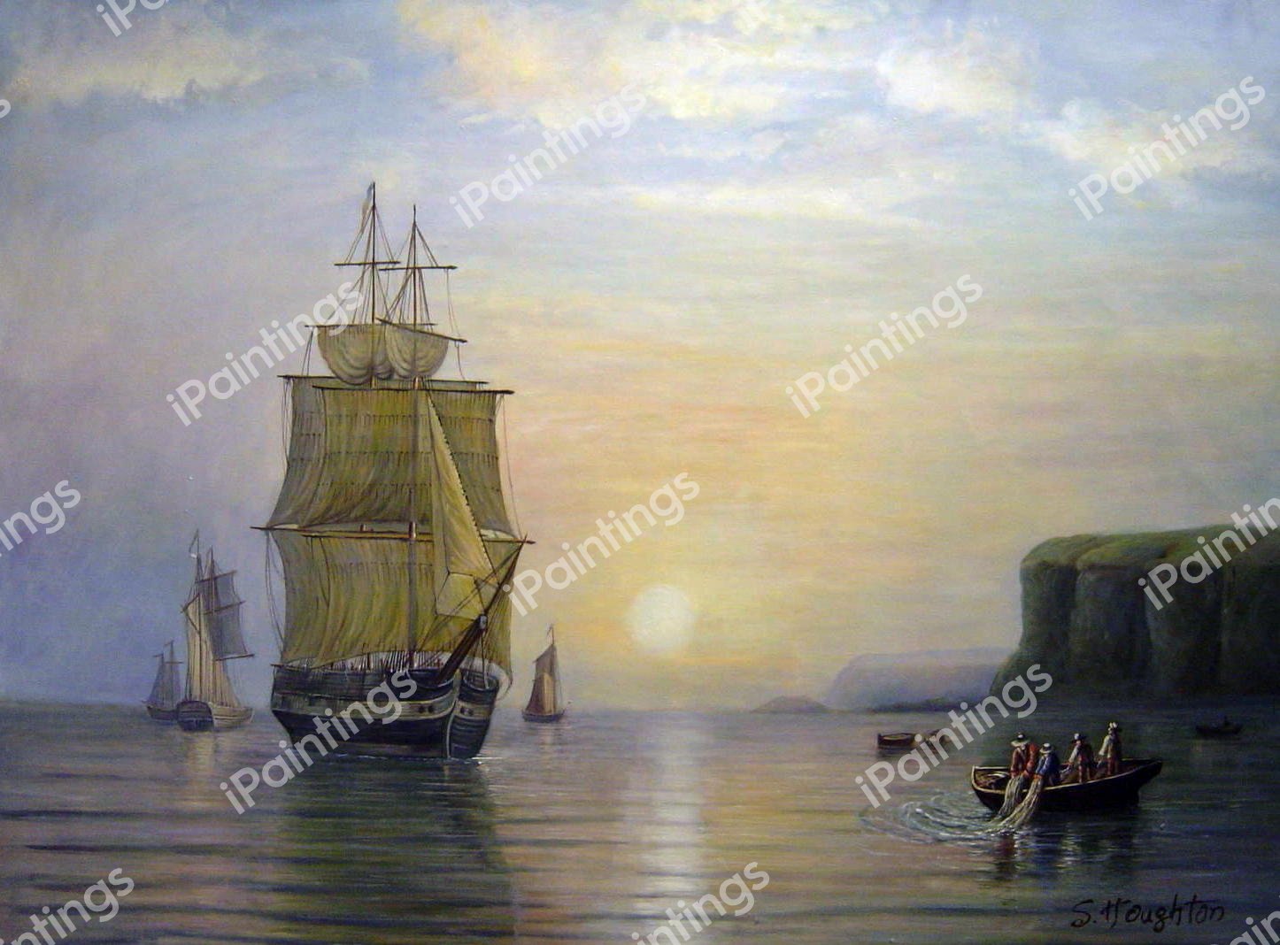 Sunrise Off Grand Manan. The painting by William Bradford