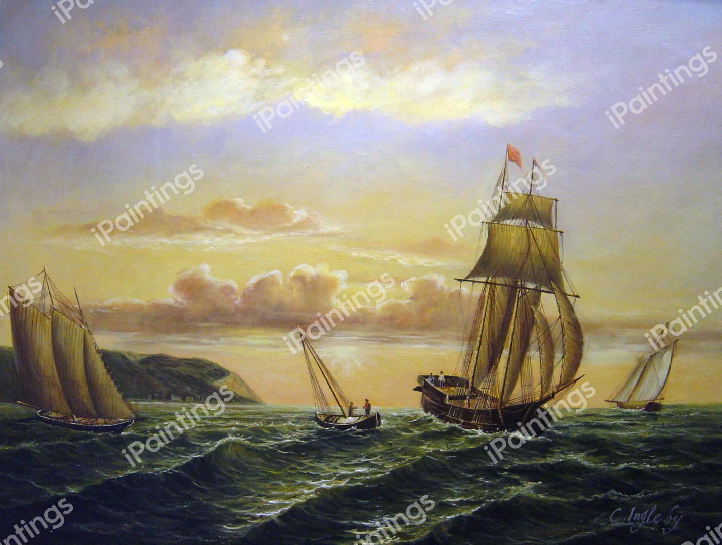 Sunrise On The Bay Of Fundy. The painting by William Bradford