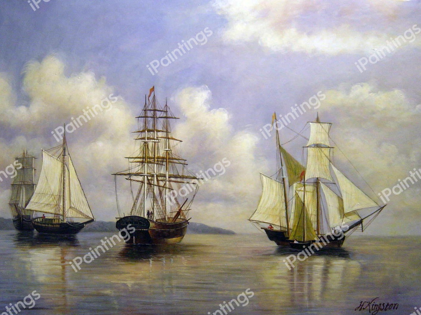 The Kennebec River, Waiting For Wind And Tide. The painting by William Bradford