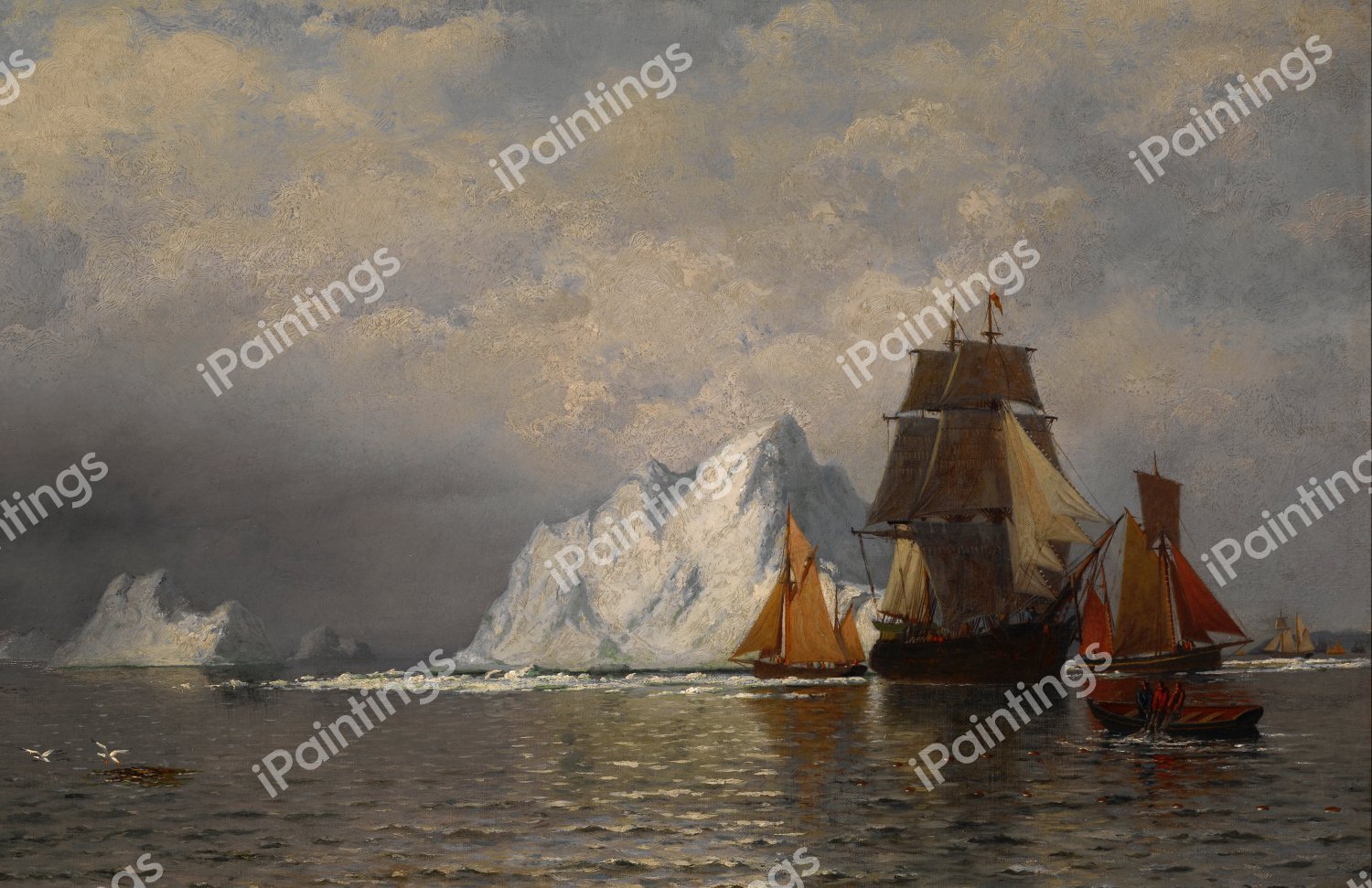 Whaler and Fishing Vessels near the Coast of Labrador. The painting by William Bradford