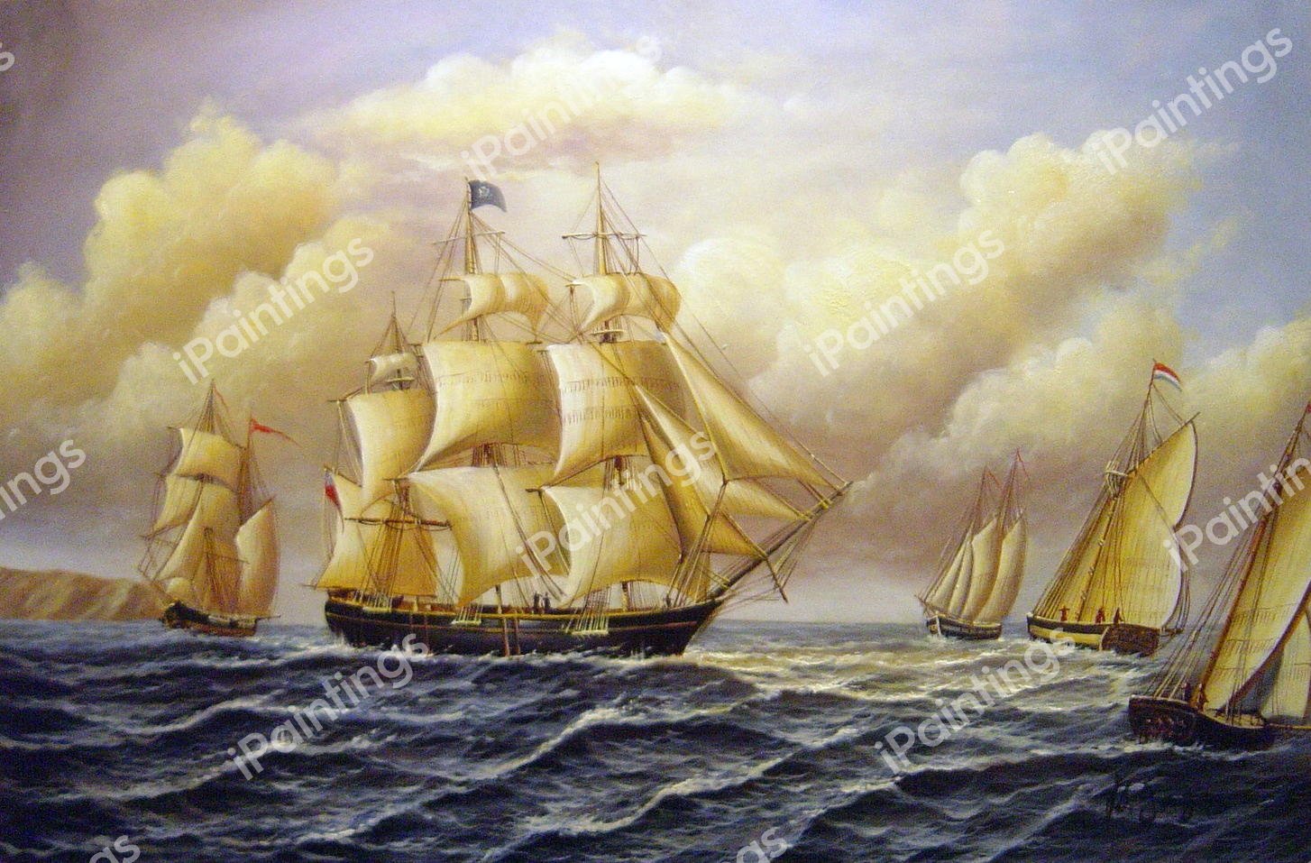 Whaleship Speedwell Of Fairhaven, Off Gay Head. The painting by William Bradford
