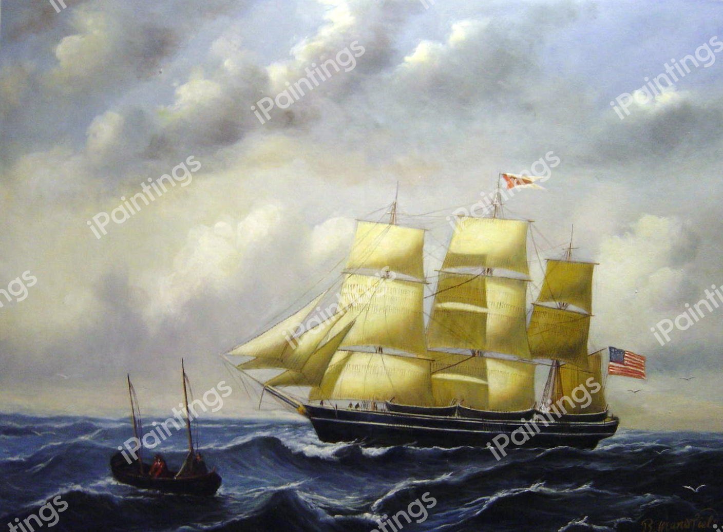 Whaleship Twilight Of New Bedford. The painting by William Bradford