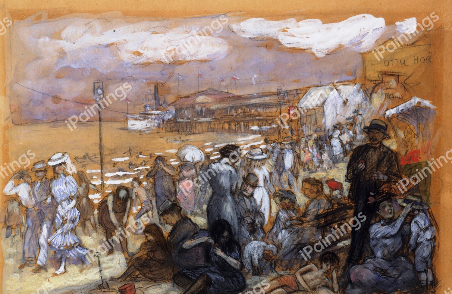 Afternoon at Coney Island. The painting by William Glackens