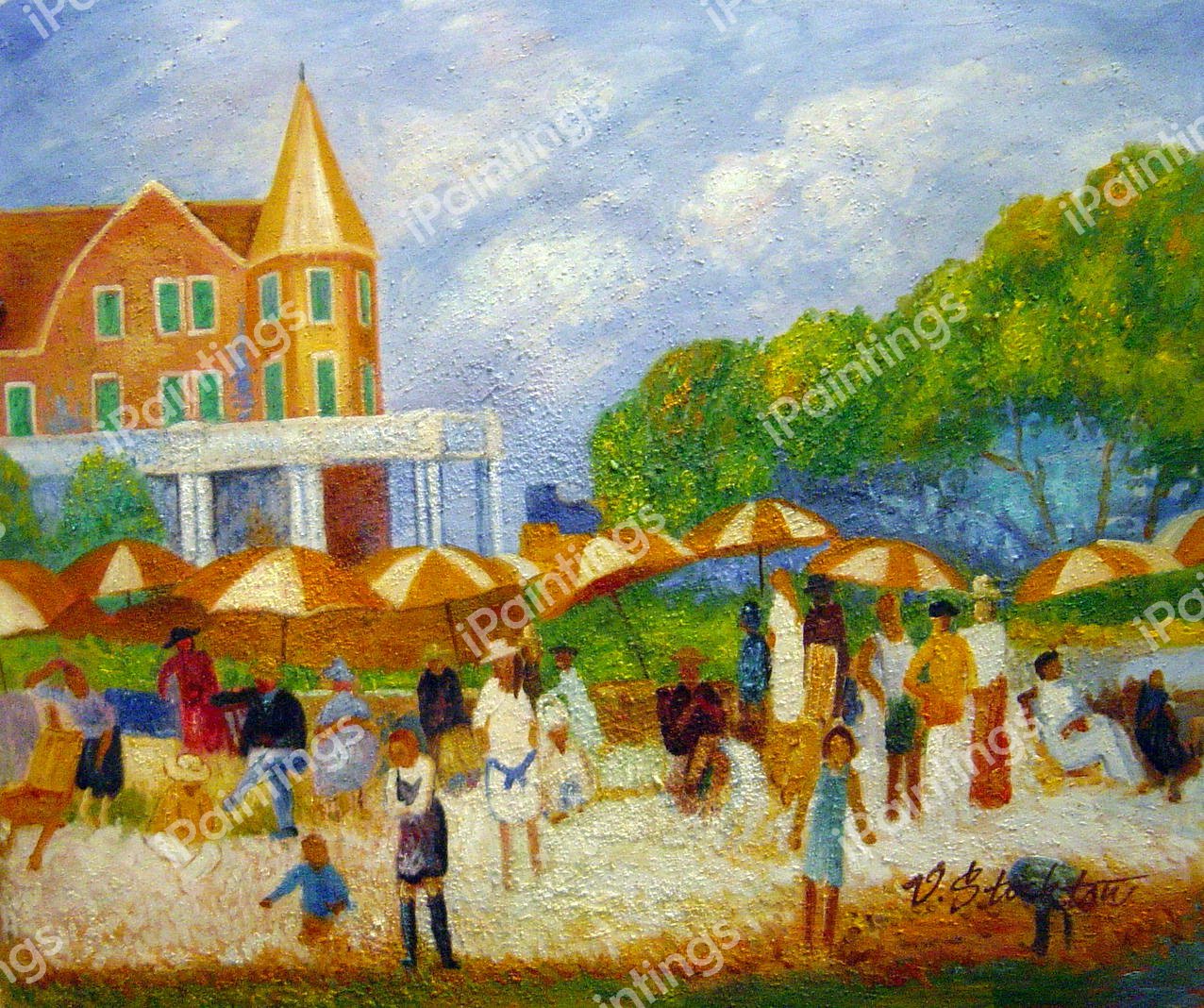 Beach Umbrellas At Blue Point. The painting by William Glackens