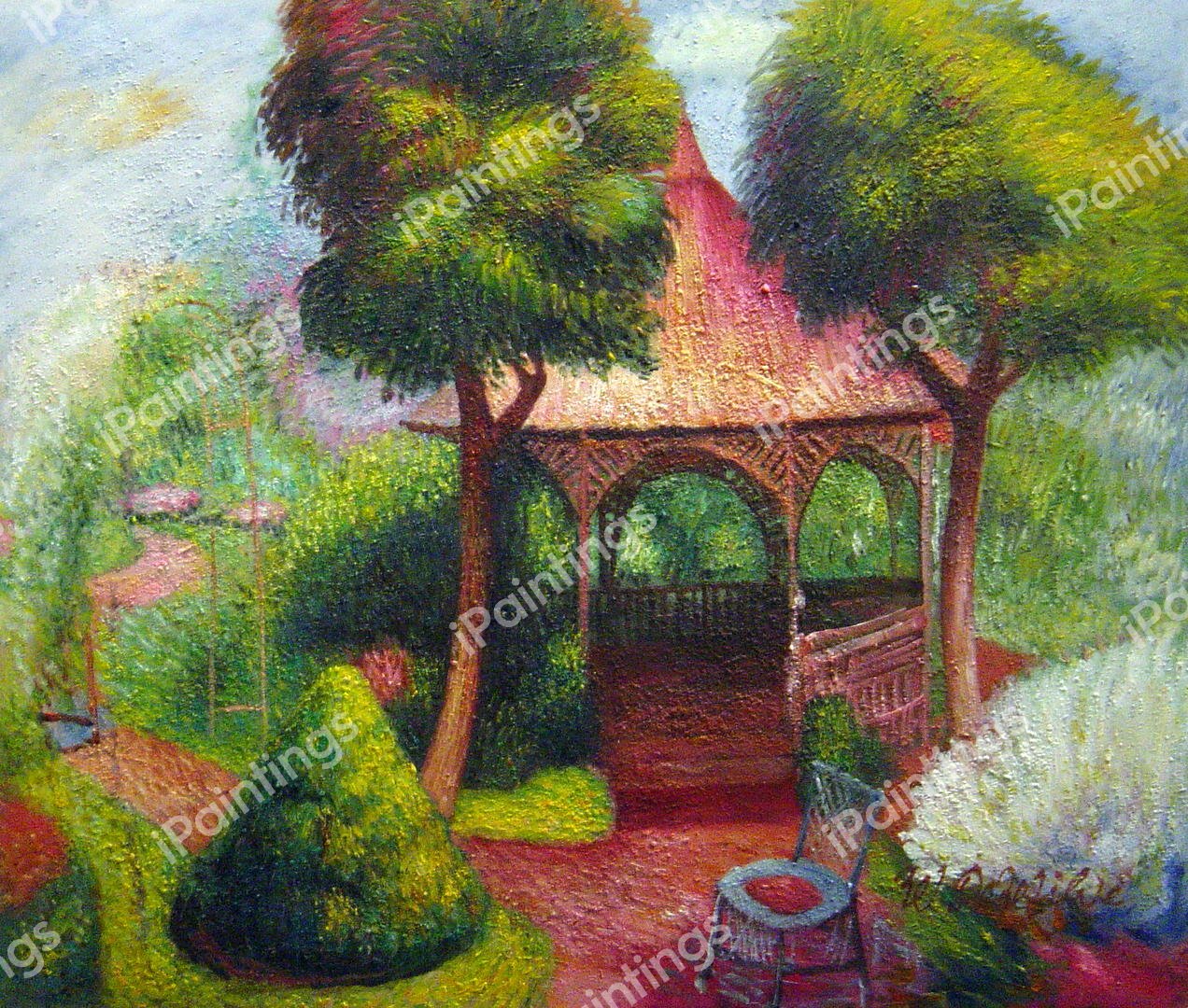 Garden At Hartford. The painting by William Glackens