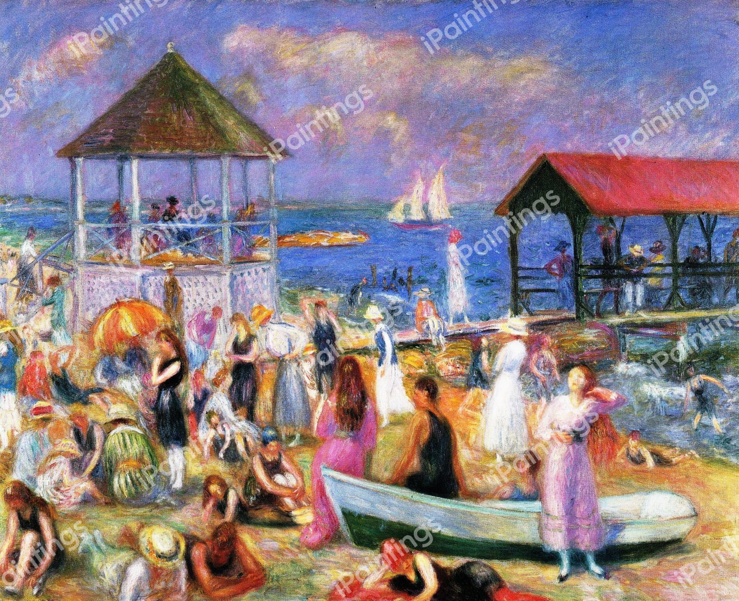The Beach Scene, New London. The painting by William Glackens