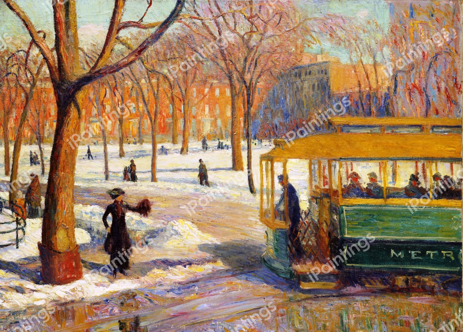 The Green Car. The painting by William Glackens