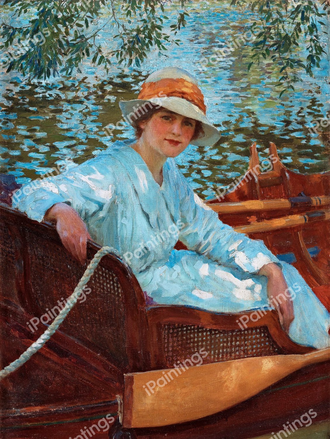 On the River, 1917. The painting by William Henry Margetson