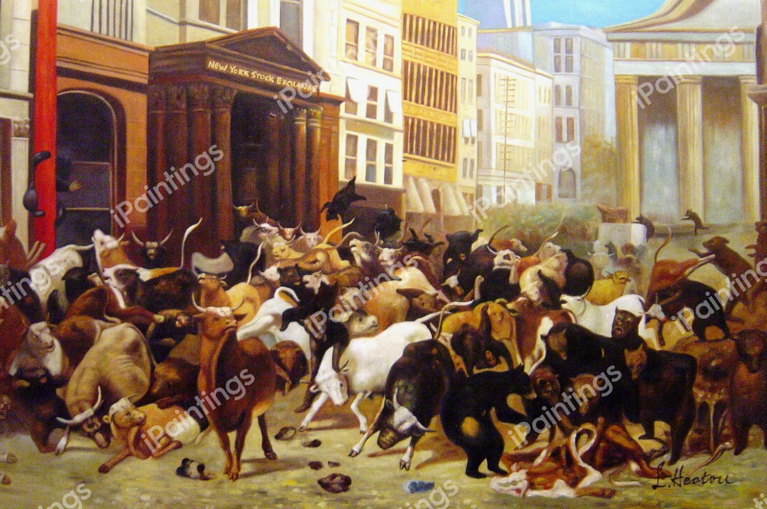 Bulls And Bears On Wall Street Painting by William Holbrook Beard