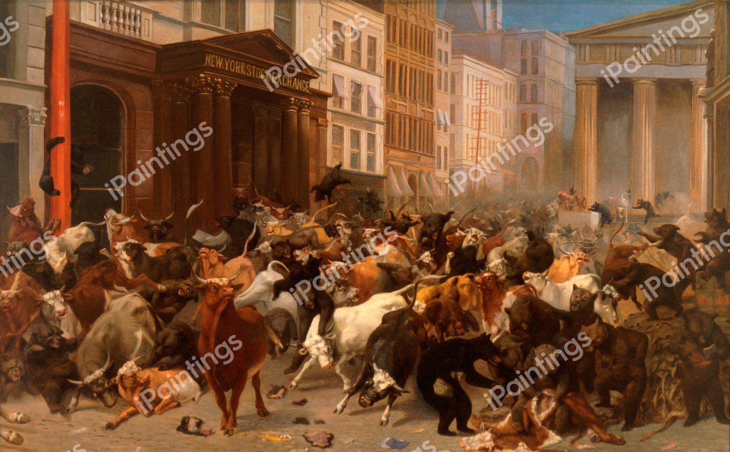 The Bulls and Bears in the Market. The painting by William Holbrook Beard