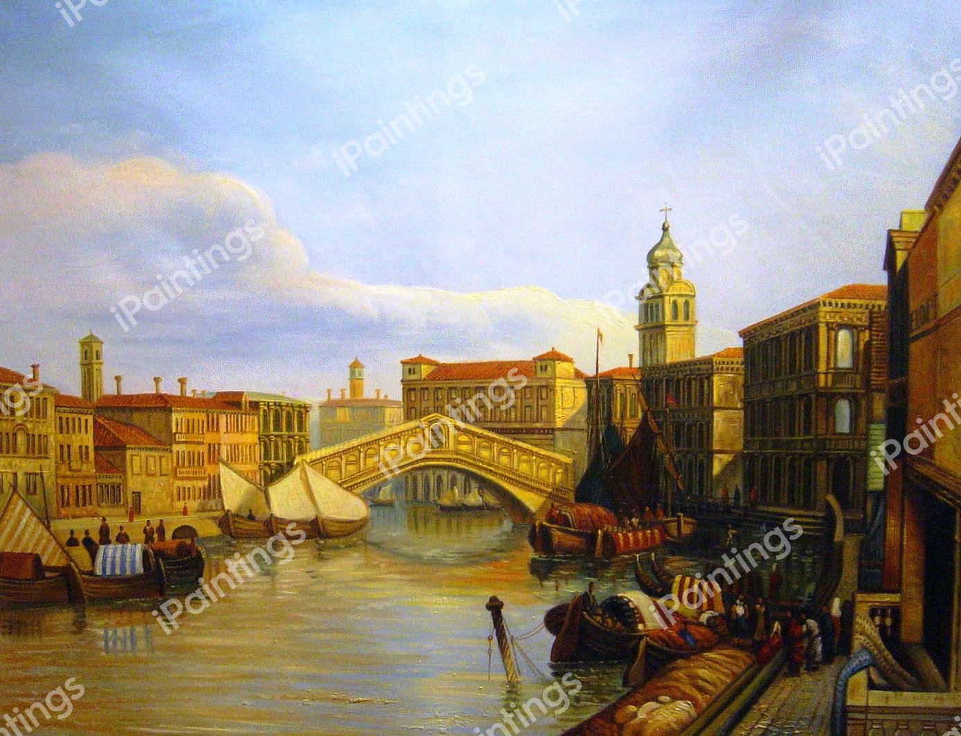 The Rialto Bridge, Venice. The painting by William James Muller