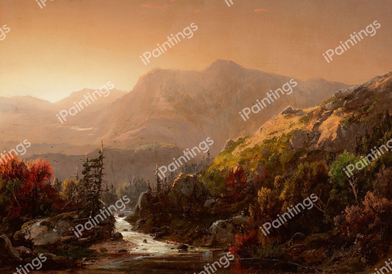 An Autumn Landscape. The painting by William Louis Sonntag Sr