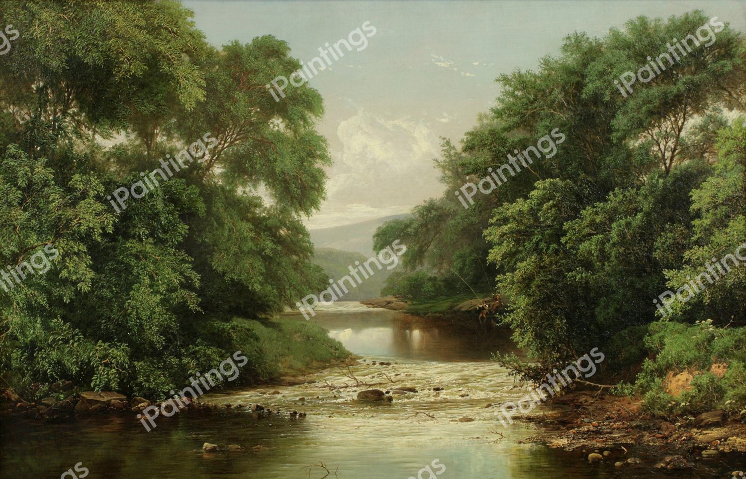 A Summer Stream. The painting by William Mason Brown