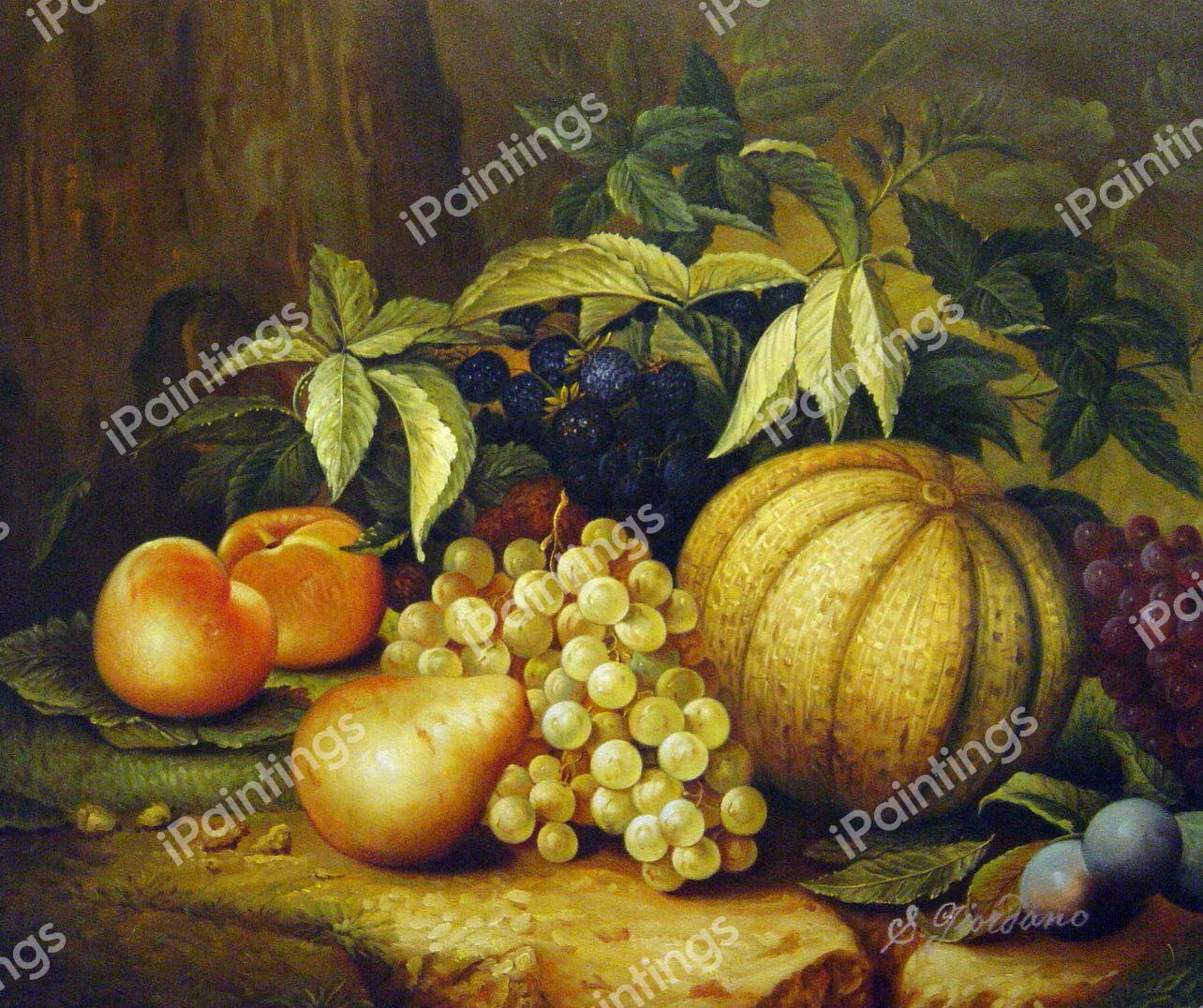 Still Life With Cantaloupe. The painting by William Mason Brown