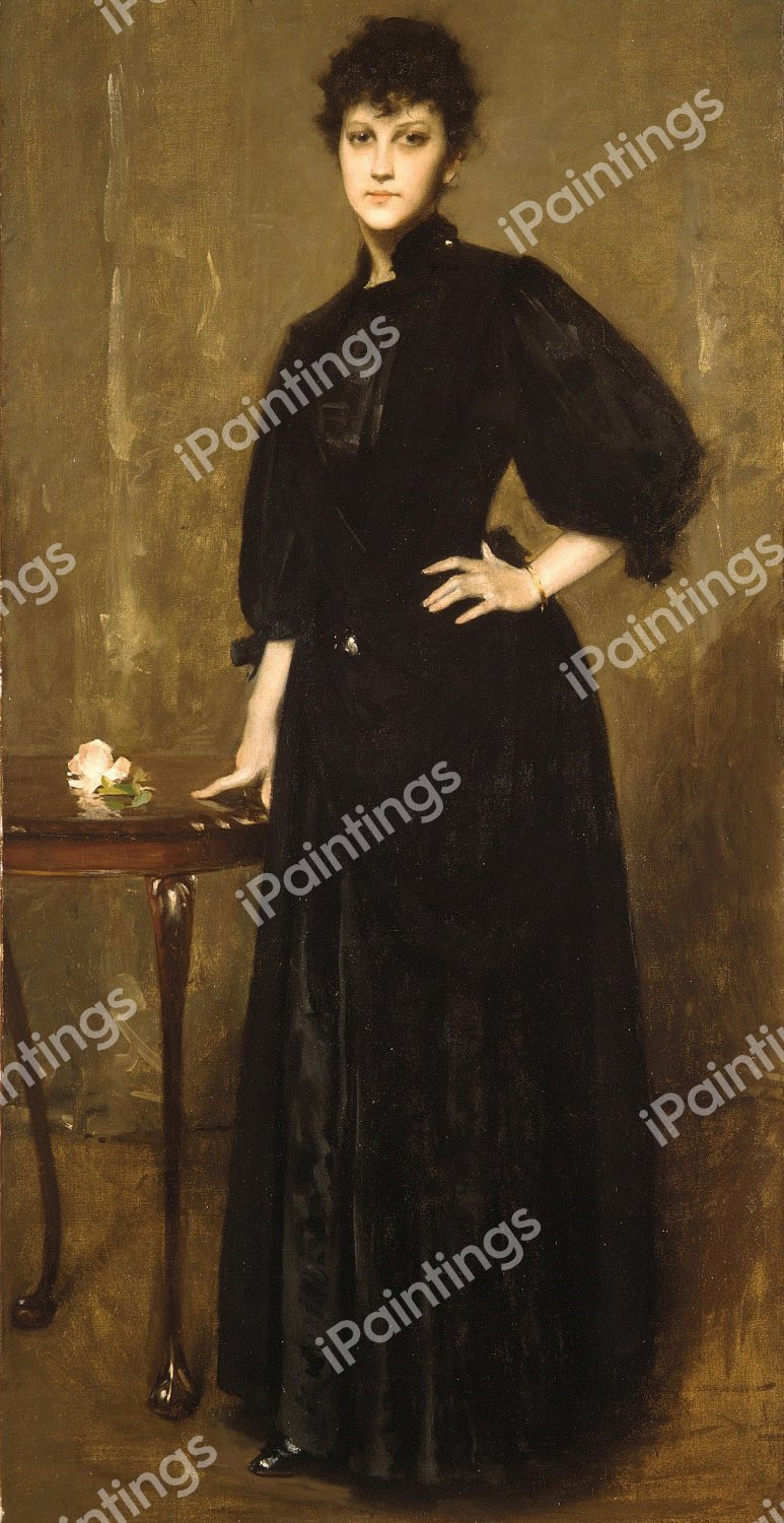Lady in Black. The painting by William Merritt Chase