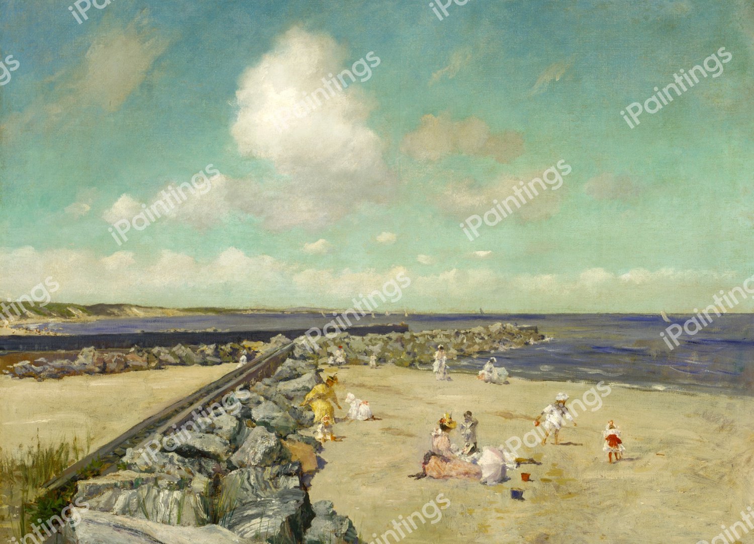 Morning at Breakwater, Shinnecock. The painting by William Merritt Chase