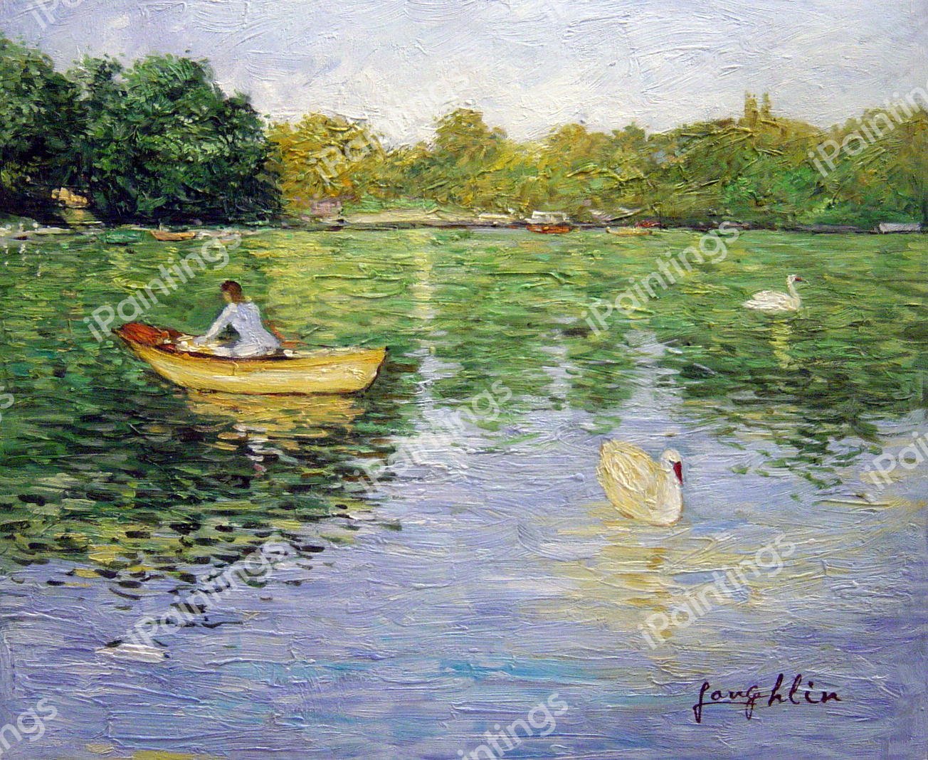 On The Lake, Central Park. The painting by William Merritt Chase