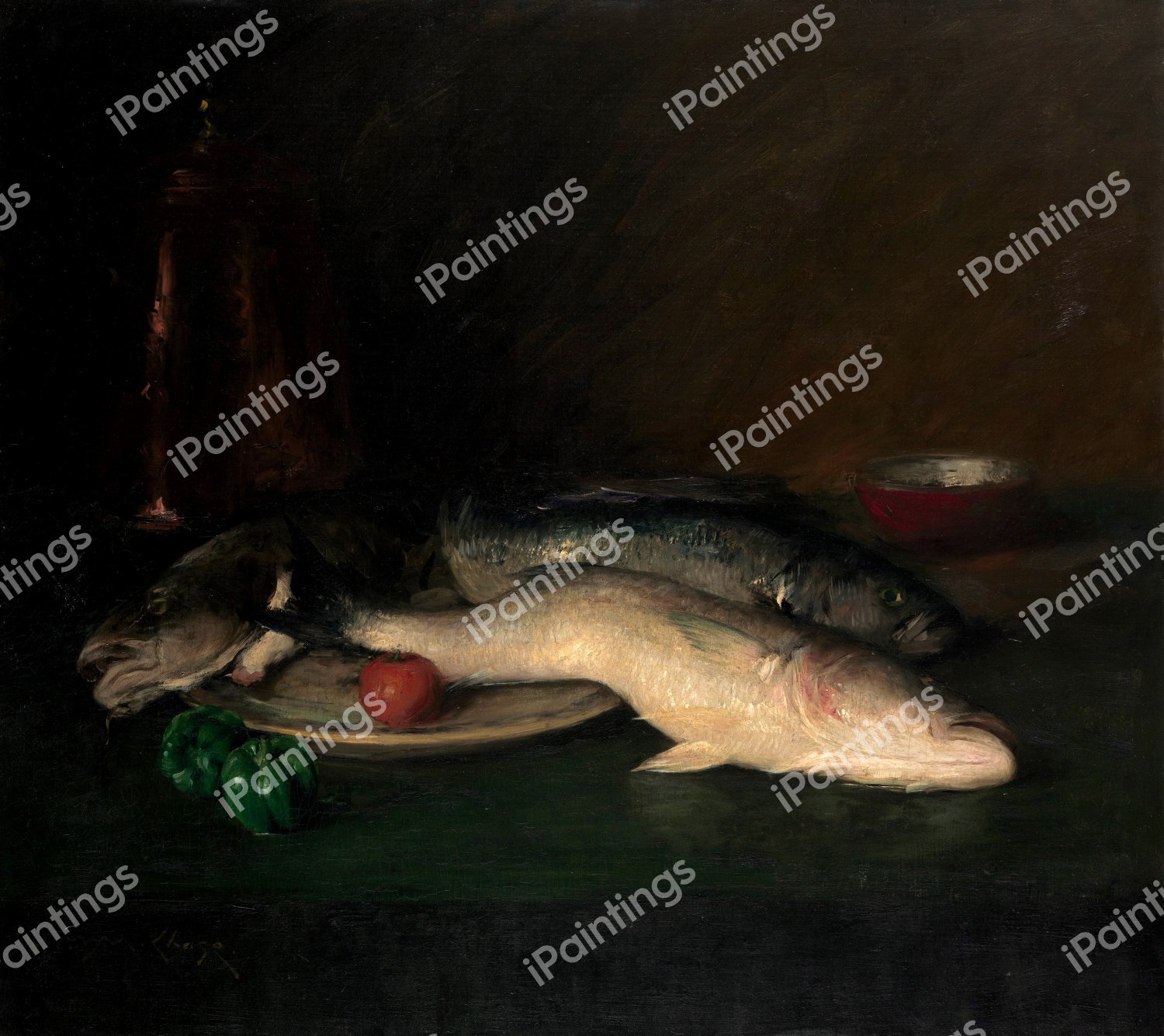 Still Life: Fish. The painting by William Merritt Chase