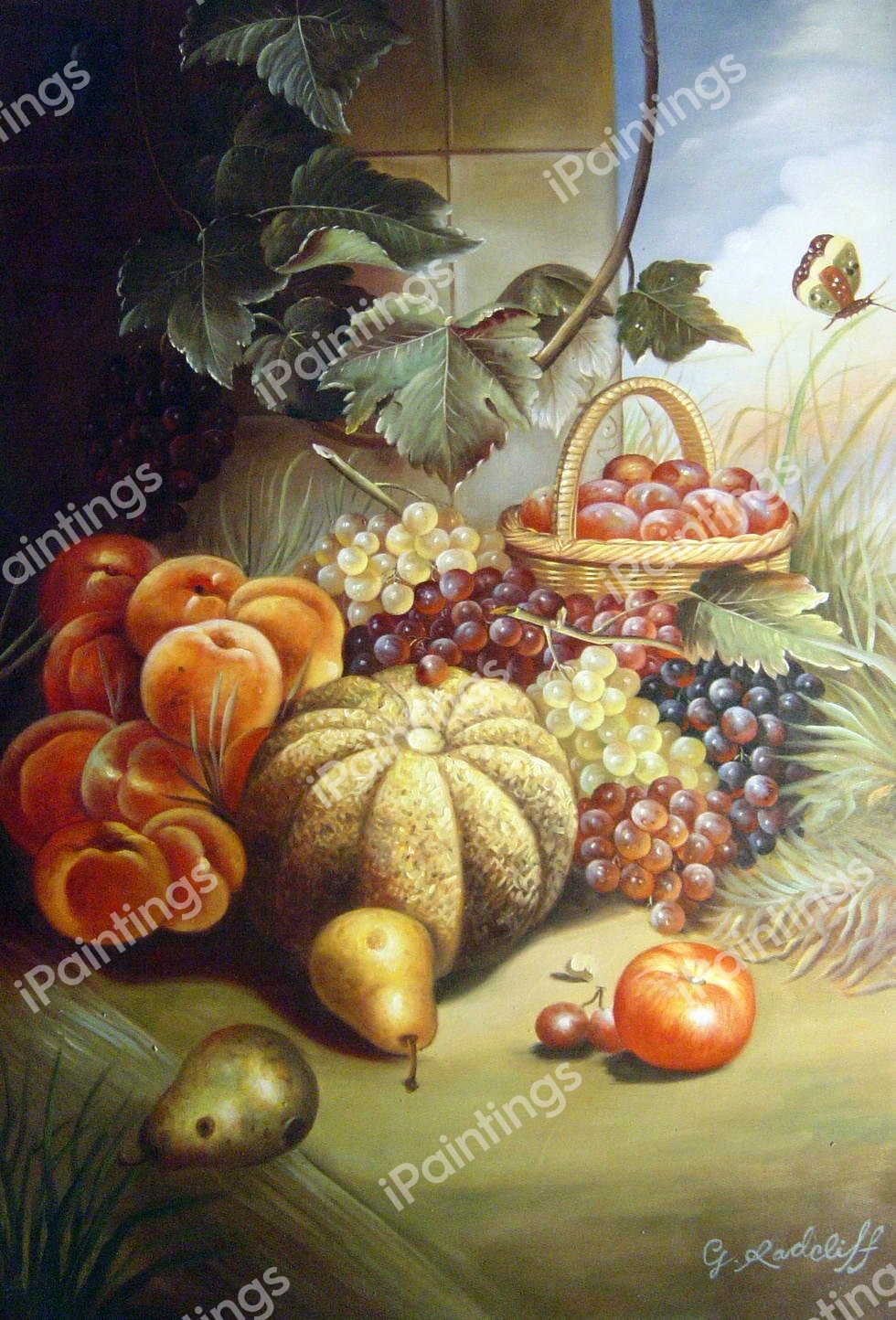 Still Life With Fruit. The painting by William Merritt Chase