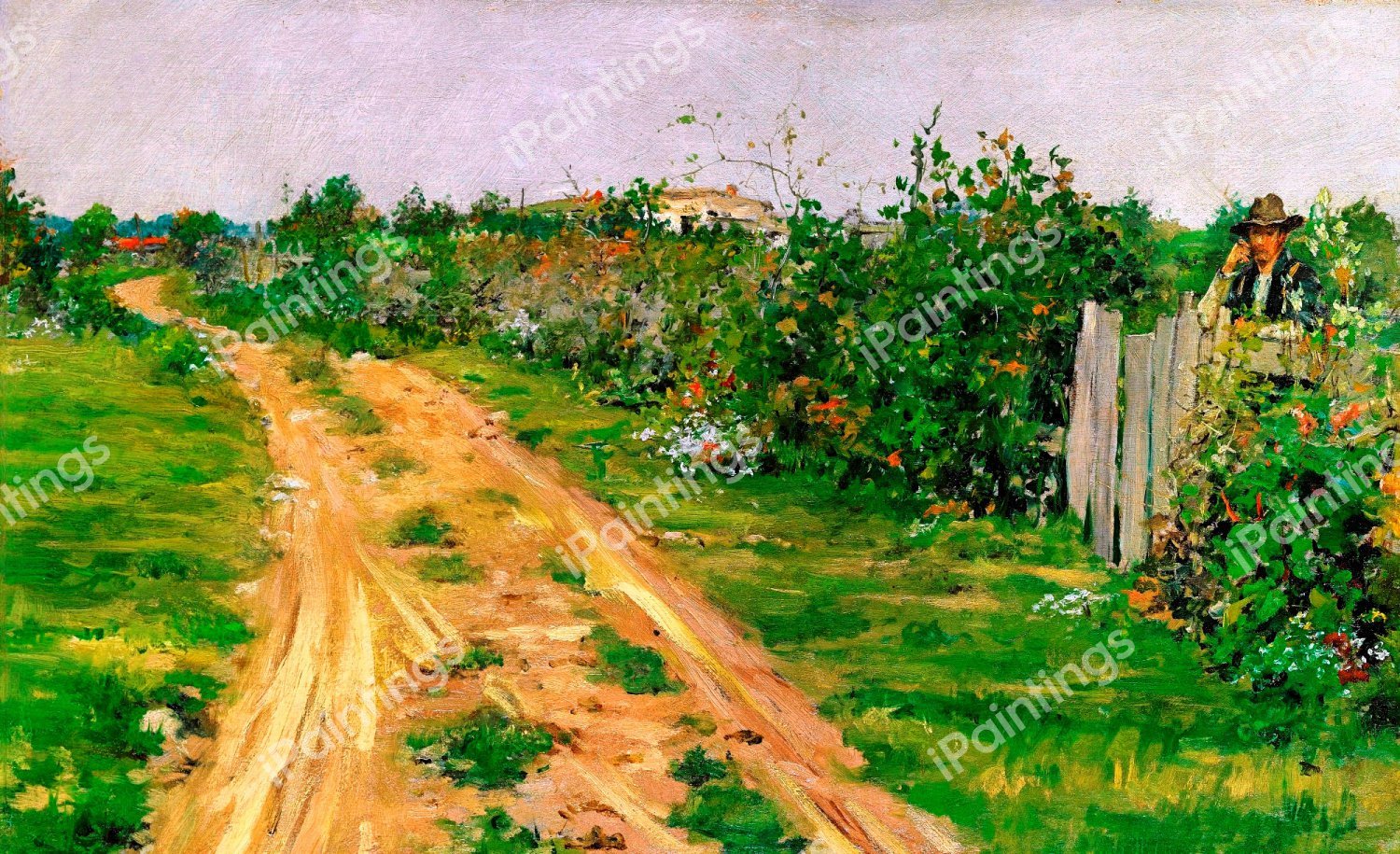 The Old Road, Flatbush. The painting by William Merritt Chase