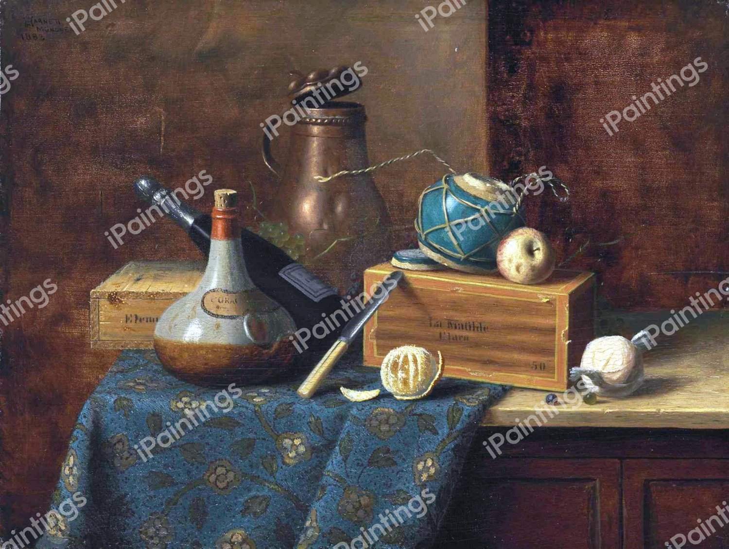 Still Life on a Table. The painting by William Michael Harnett