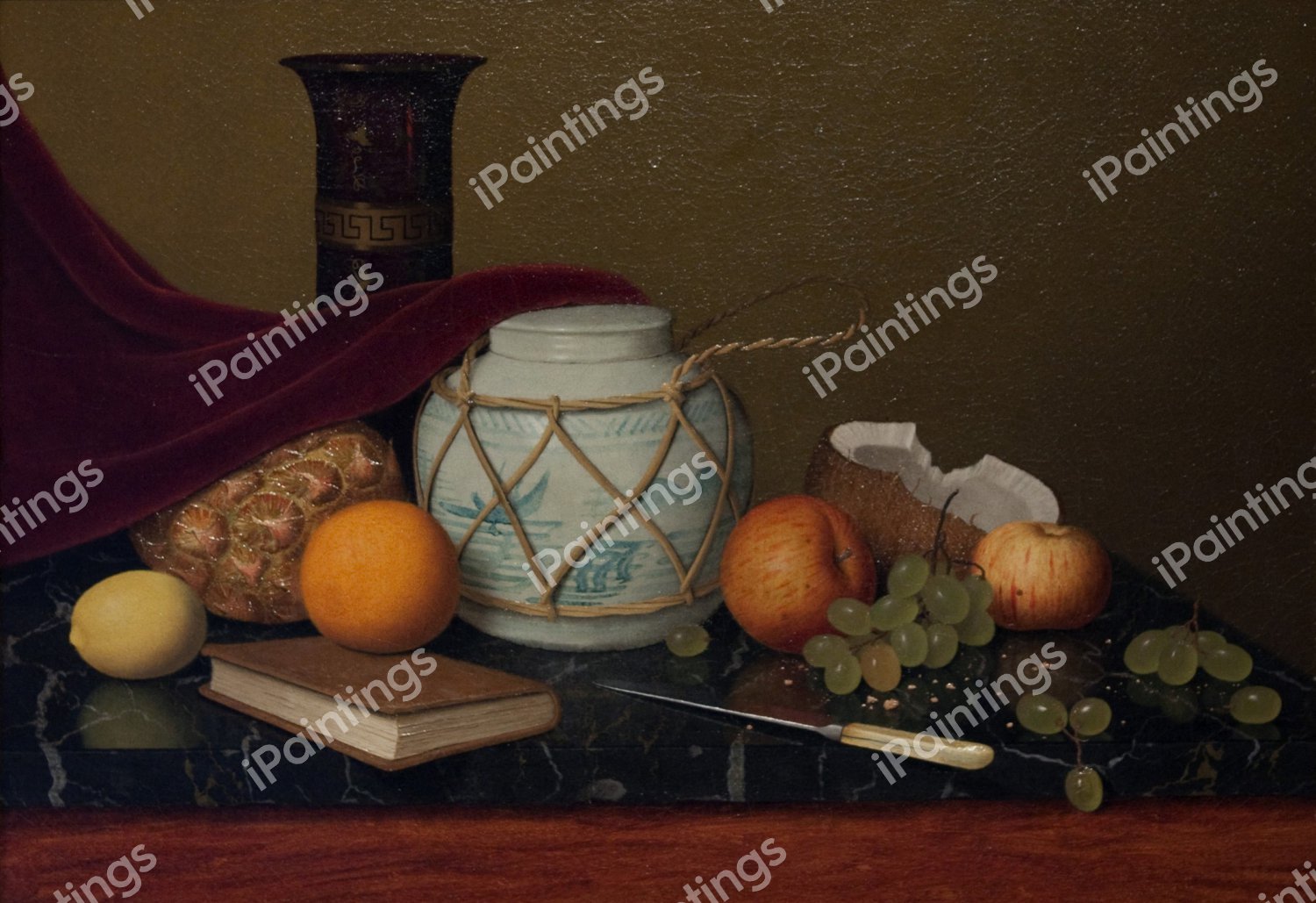 Still Life with Ginger Jar. The painting by William Michael Harnett