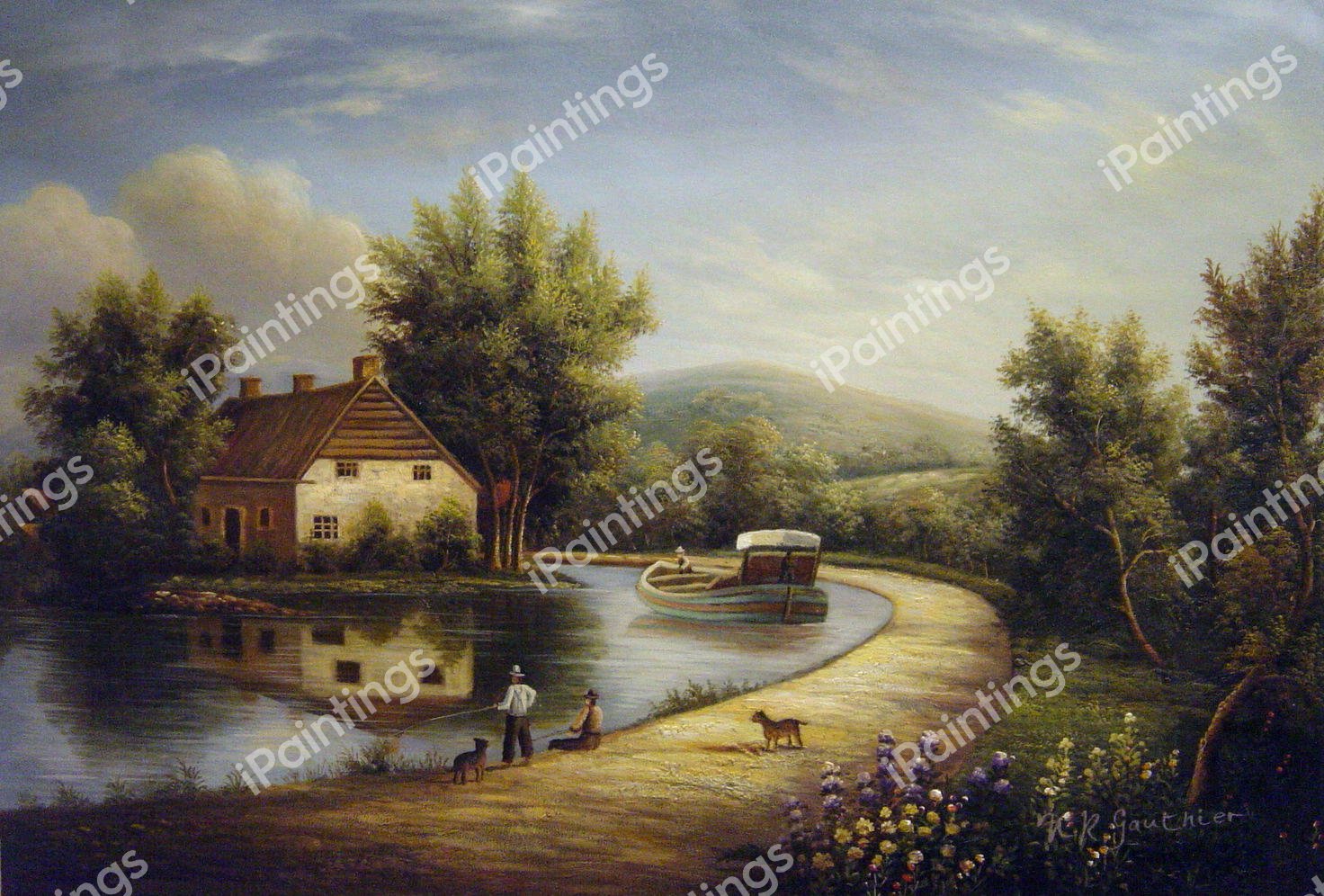 At The Rondout Canal, Rosendale. The painting by William Rickarby Miller