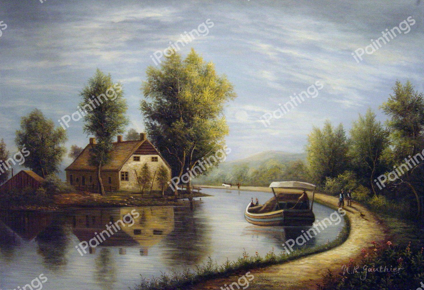 Canal Scene, Susquehanna River. The painting by William Rickarby Miller