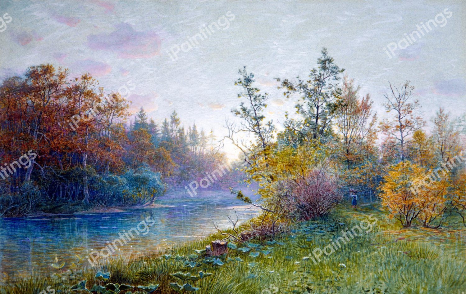 Mill Dam in Traunstein. The painting by William Stanley Haseltine