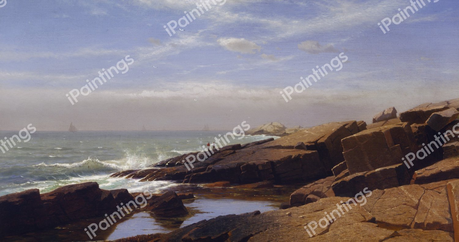 Rocks at Nahant. The painting by William Stanley Haseltine