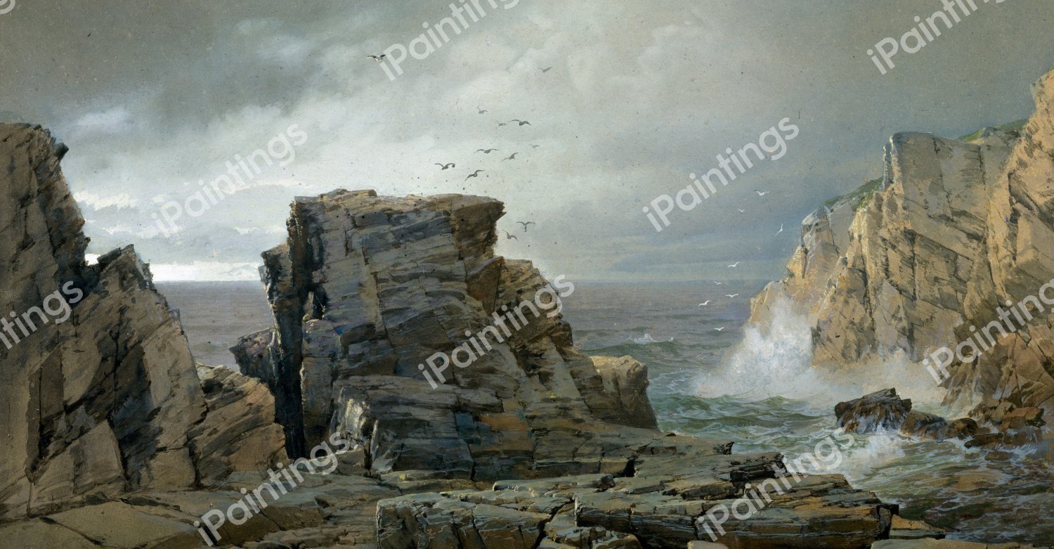 A Rocky Coast. The painting by William Trost Richards