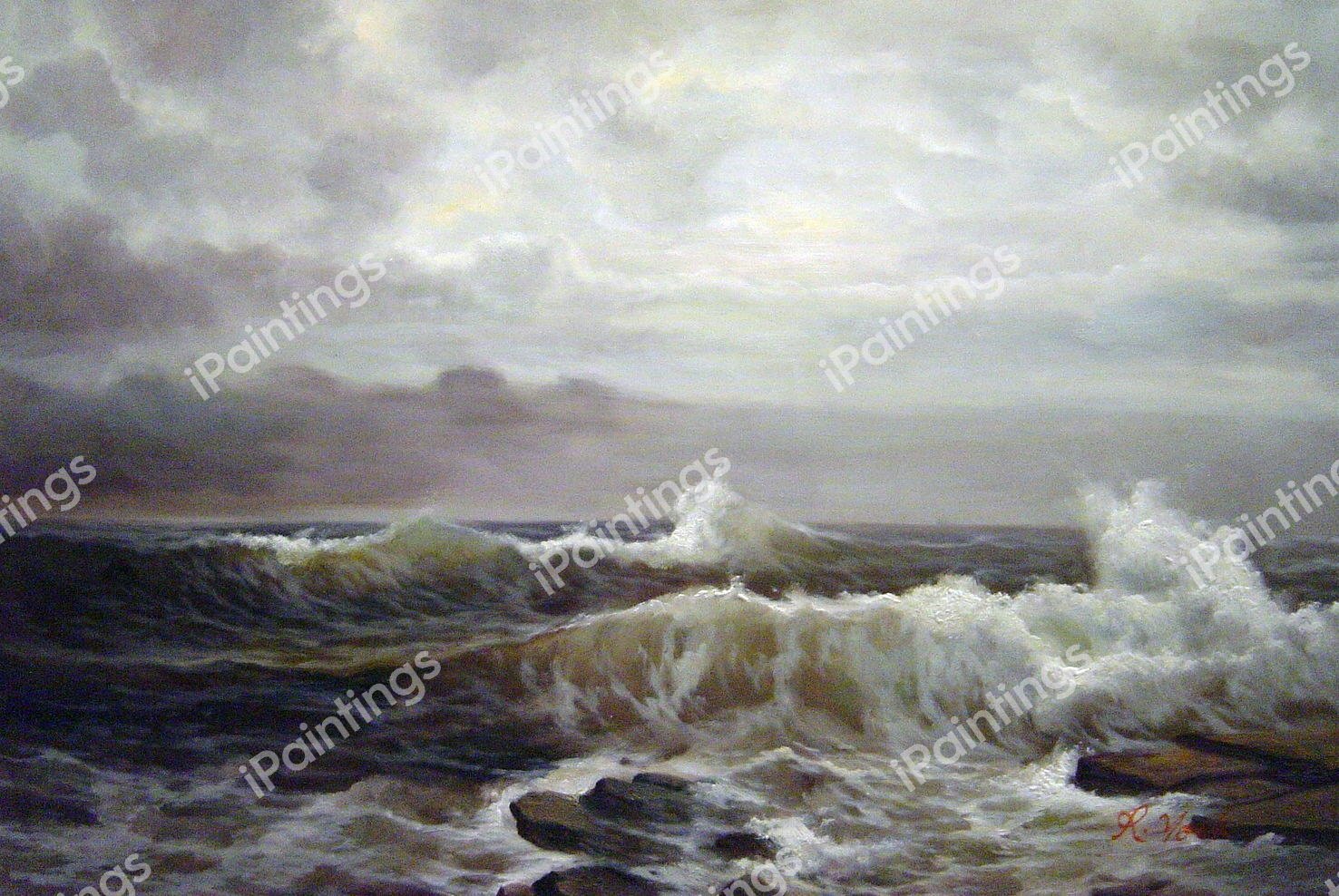 Breakers At Beaver. The painting by William Trost Richards