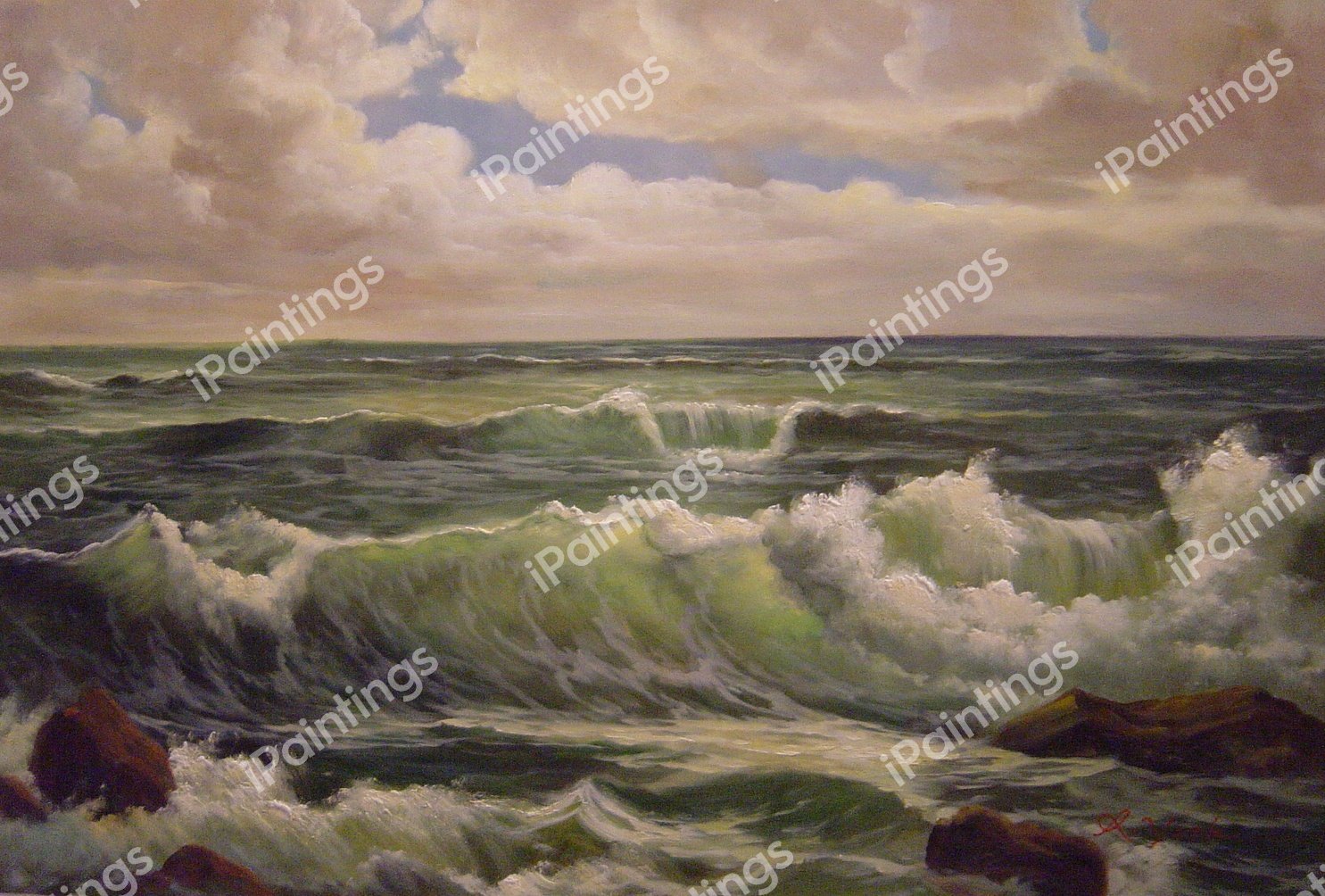 Breakers. The painting by William Trost Richards