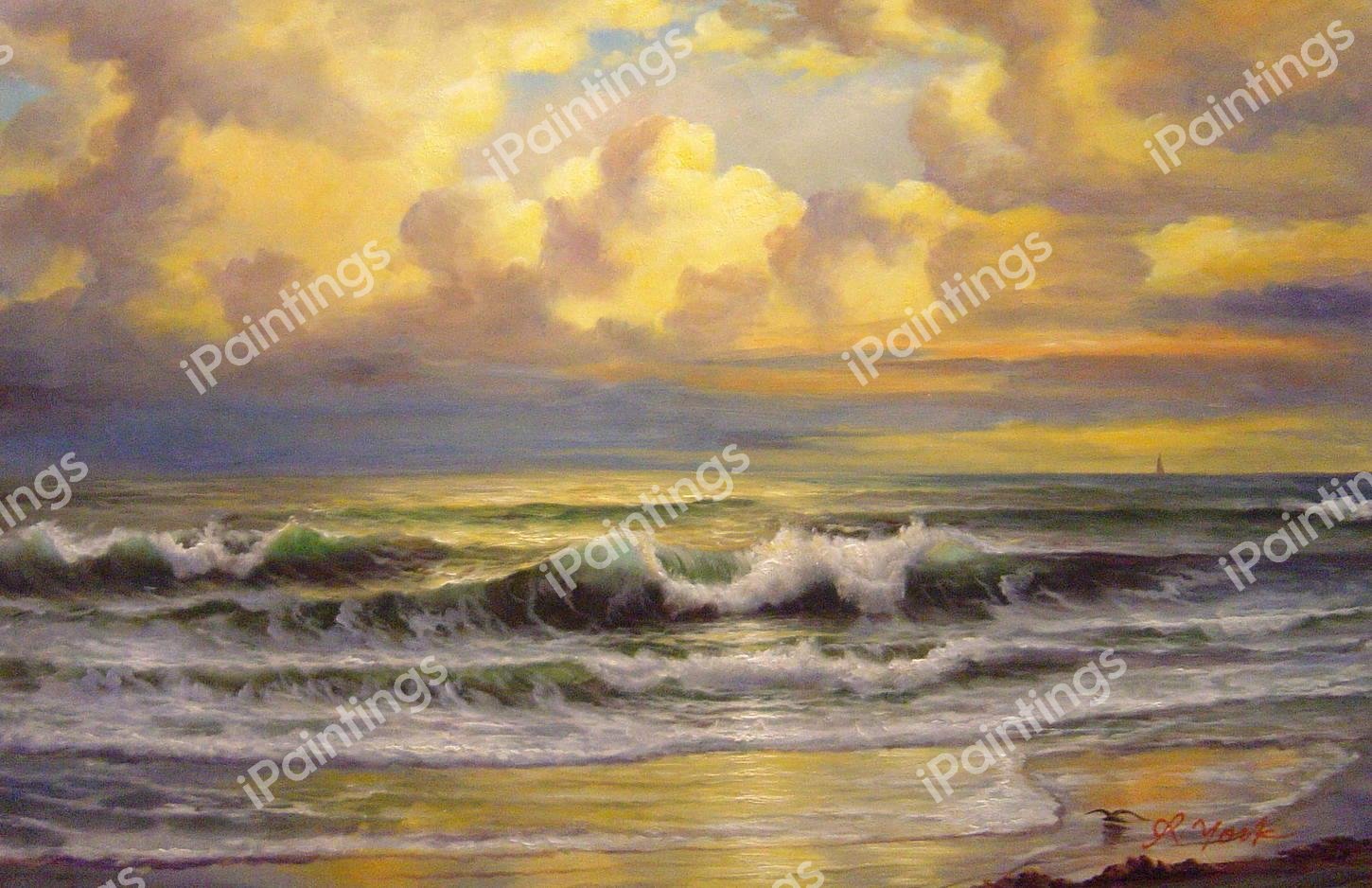 Breaking Waves I. The painting by William Trost Richards