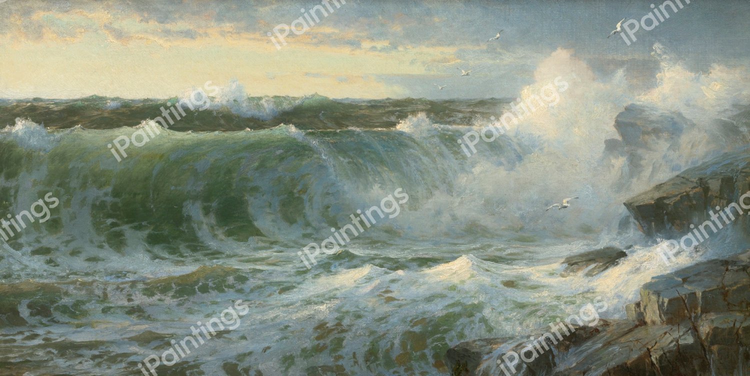 By the Rocky Surf off Rhode Island. The painting by William Trost Richards