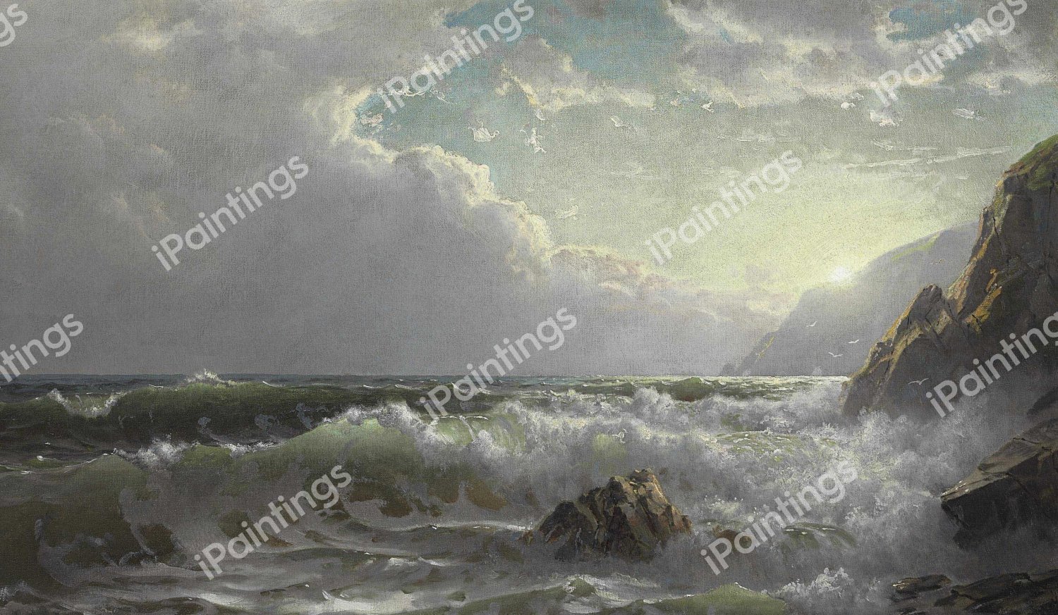 Off the Coast of Cornwall. The painting by William Trost Richards