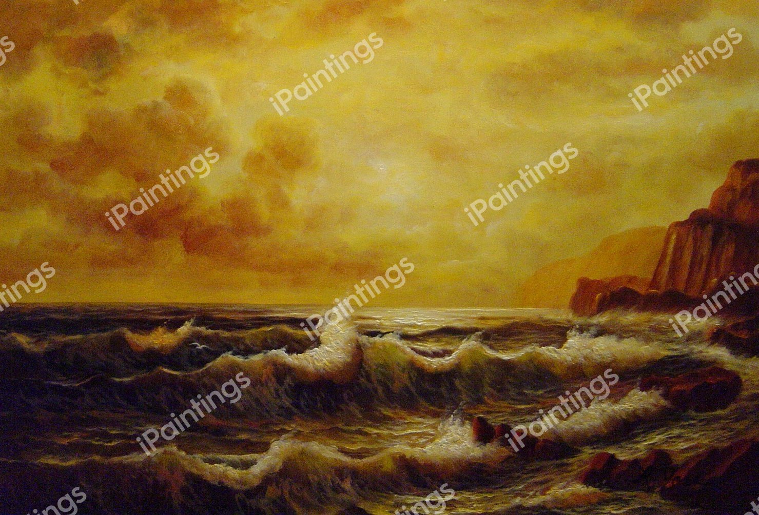 Rocky Coast At Sunset. The painting by William Trost Richards