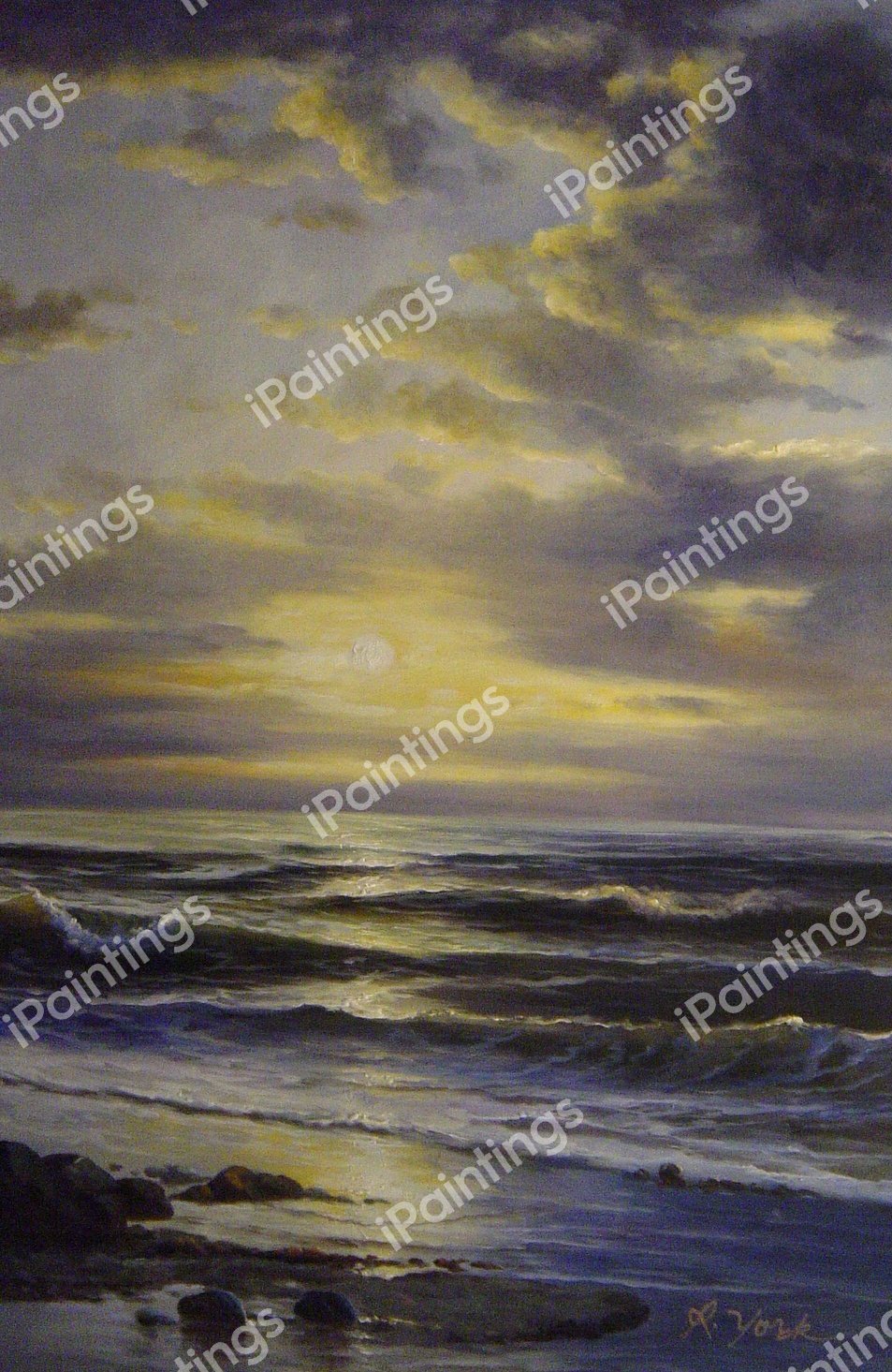 Sunrise On The Beach. The painting by William Trost Richards