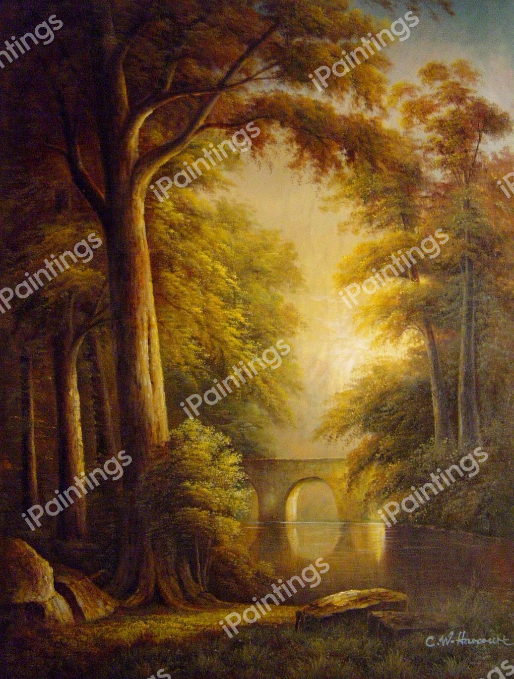 The Arched Bridge. The painting by William Trost Richards