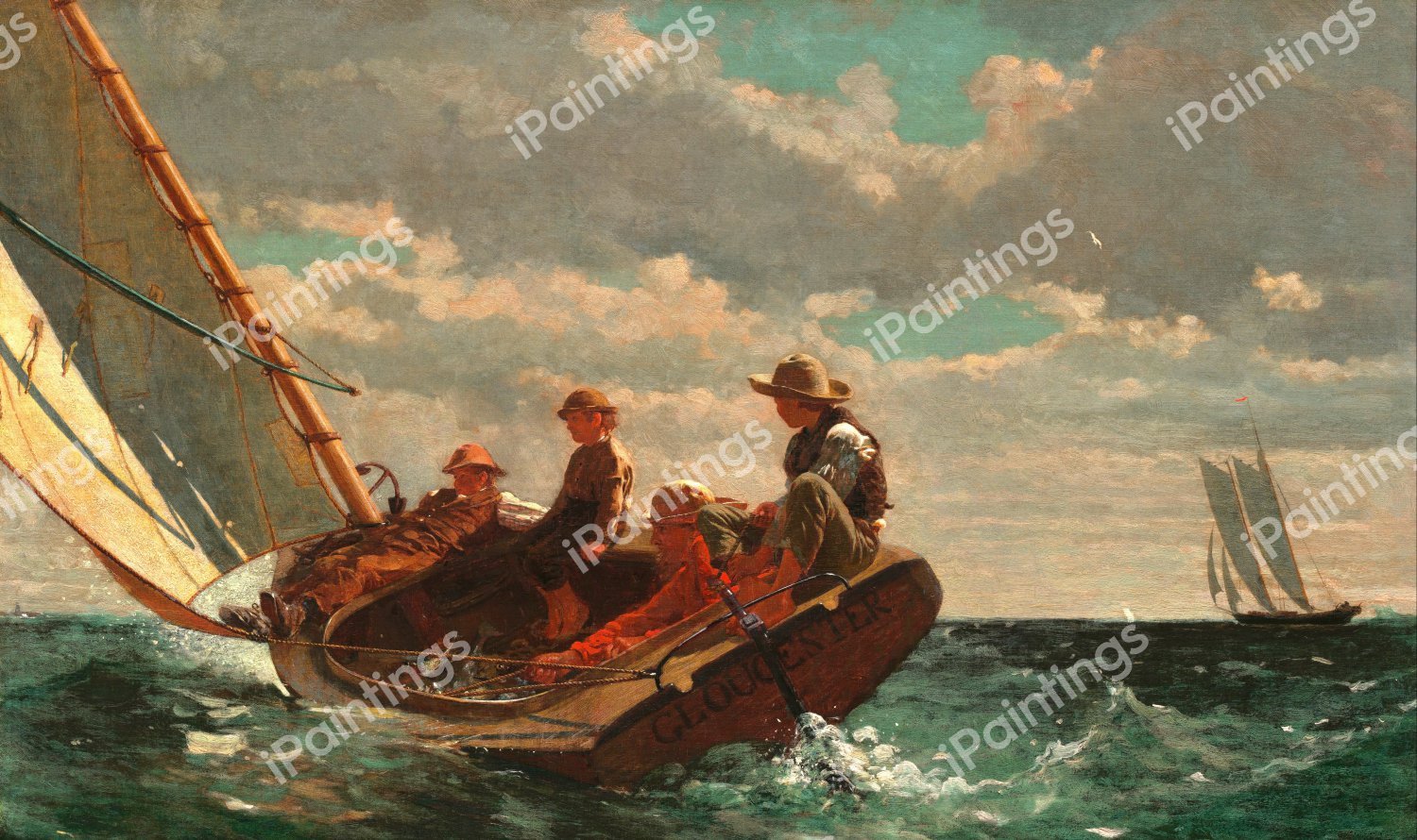 A Fair Wind (Breezing Up). The painting by Winslow Homer