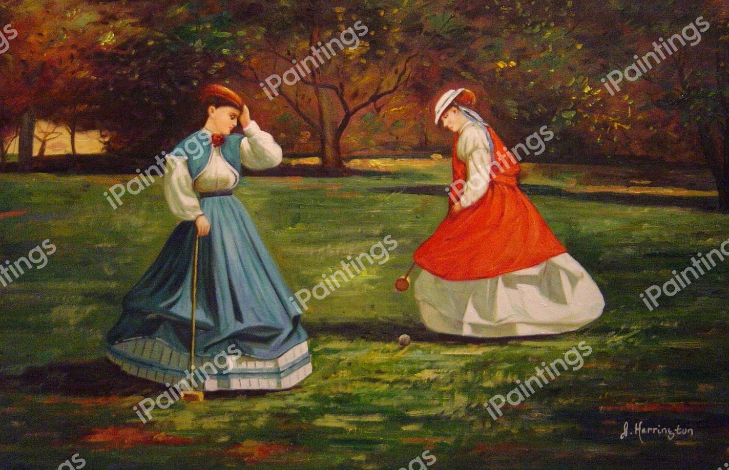 A Game Of Croquet. The painting by Winslow Homer