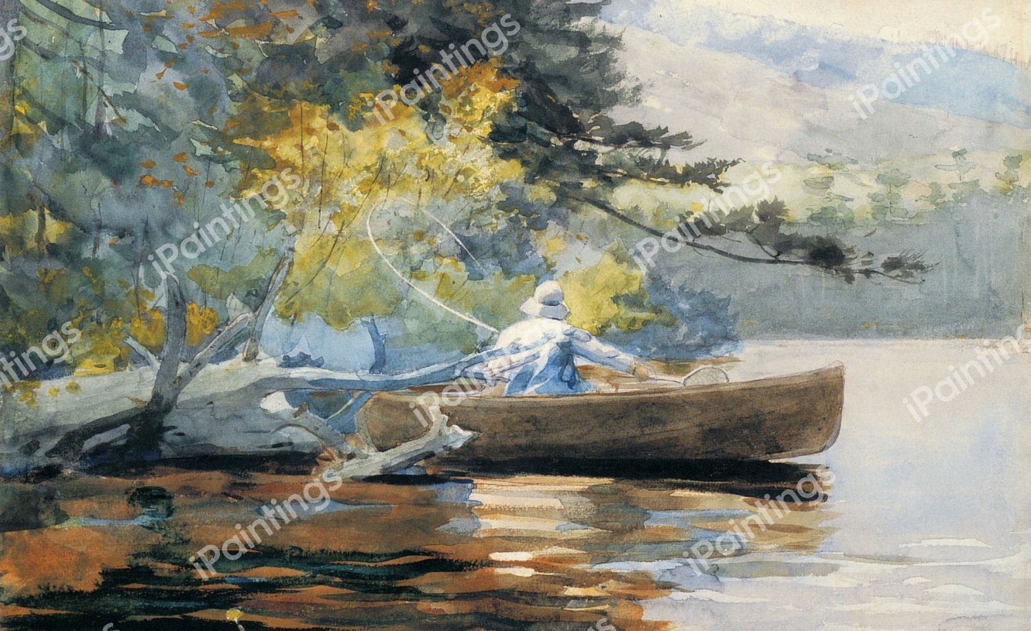 A Good One, Adirondacks. The painting by Winslow Homer