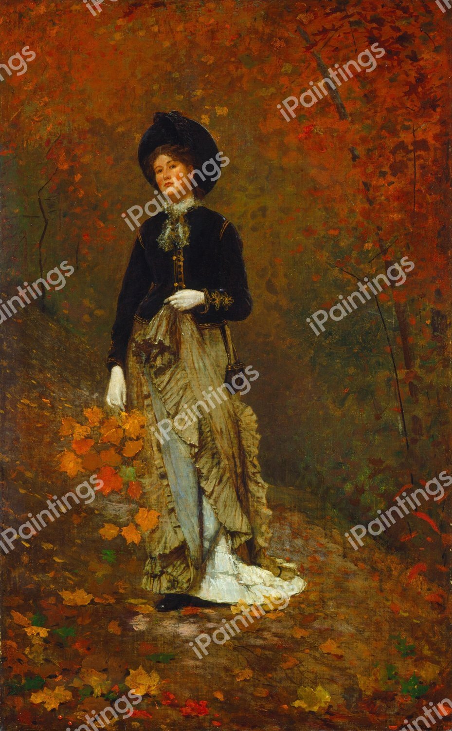 A Stroll in Autumn. The painting by Winslow Homer